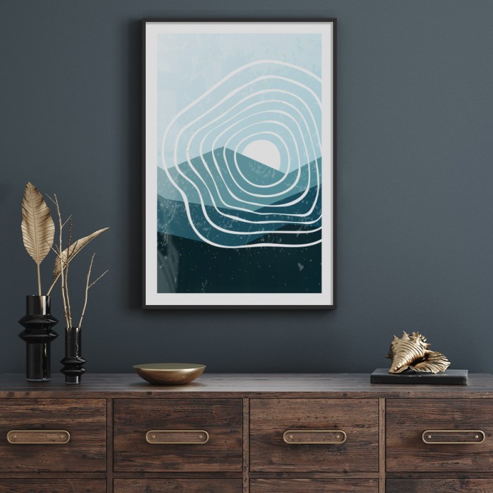 Αφίσα Poster Γαλάζια θάλασσα με κορνίζα