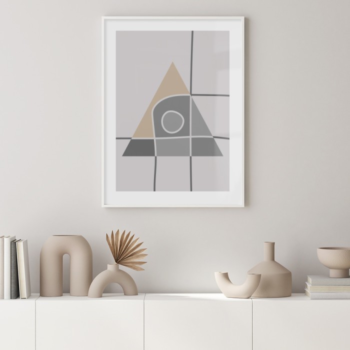 Αφίσα Poster Γκρι abstract τρίγωνο με κορνίζα