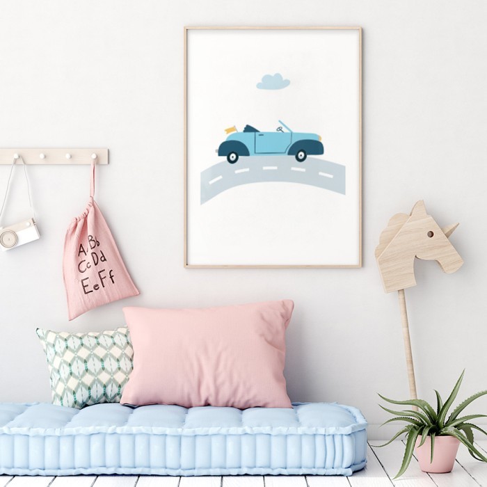 Αφίσα Poster Μπλε αυτοκίνητο για παιδικό δωμάτιο 