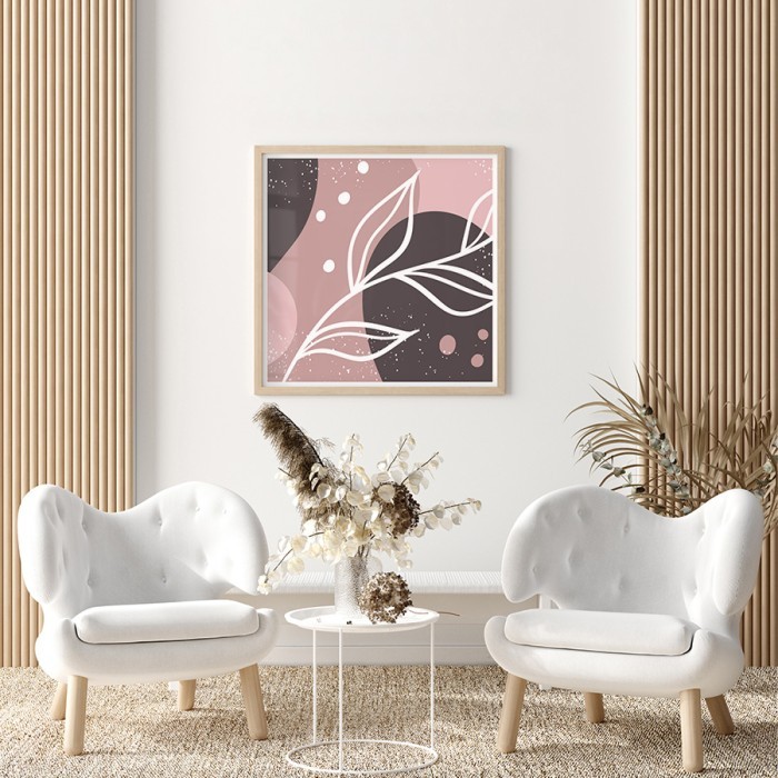 Αφίσα Poster Ροζ τέχνη με άσπρο κλαδί για σαλόνι