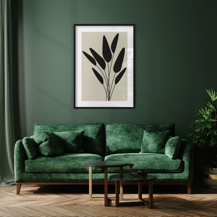 Αφίσα Poster Μαύρα φυτά για σαλόνι