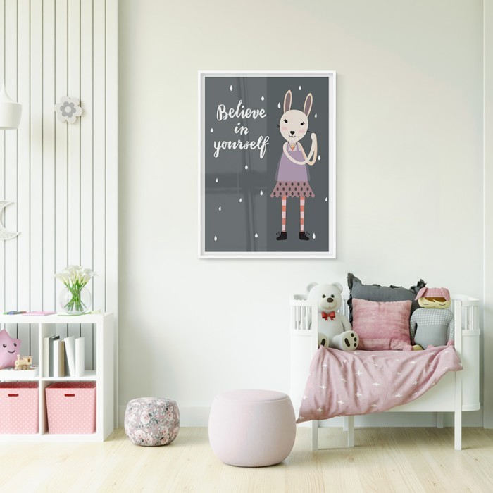 Αφίσα Poster Λαγουδίτσα με μωβ φόρεμα για παιδικό δωμάτιο 