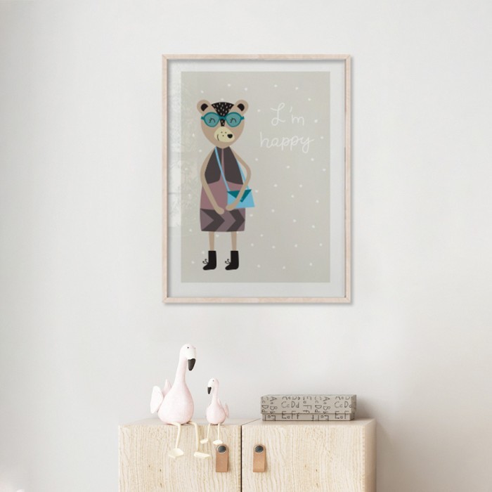 Αφίσα Poster Αρκουδίτσα με φόρεμα με κορνίζα