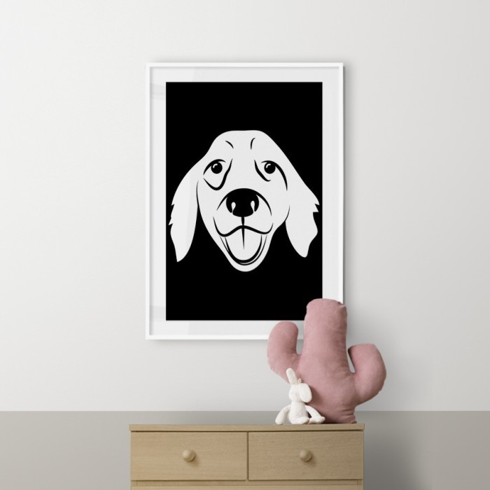 Αφίσα Poster Χαρούμενη μουσούδα σκύλου με κορνίζα