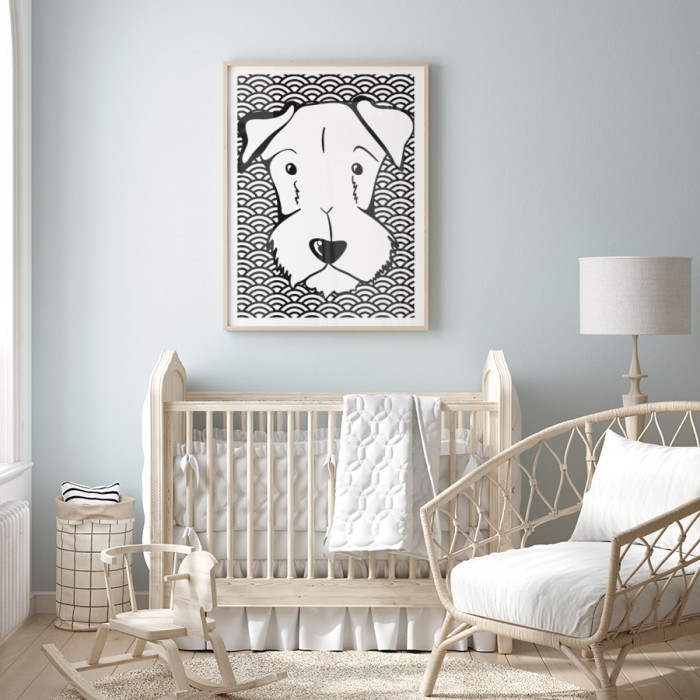 Αφίσα Poster Άσπρη μουσούδα σκύλου για βρεφικό δωμάτιο