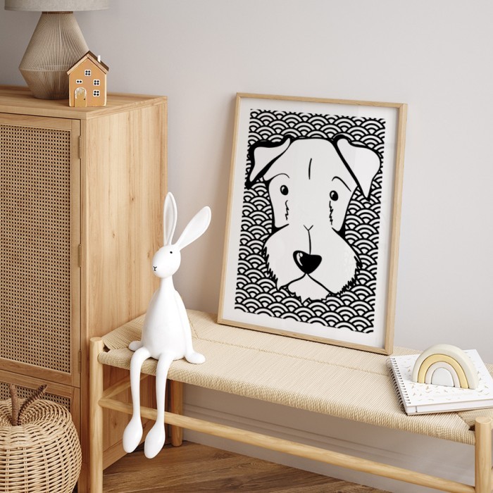 Αφίσα Poster Άσπρη μουσούδα σκύλου με κορνίζα