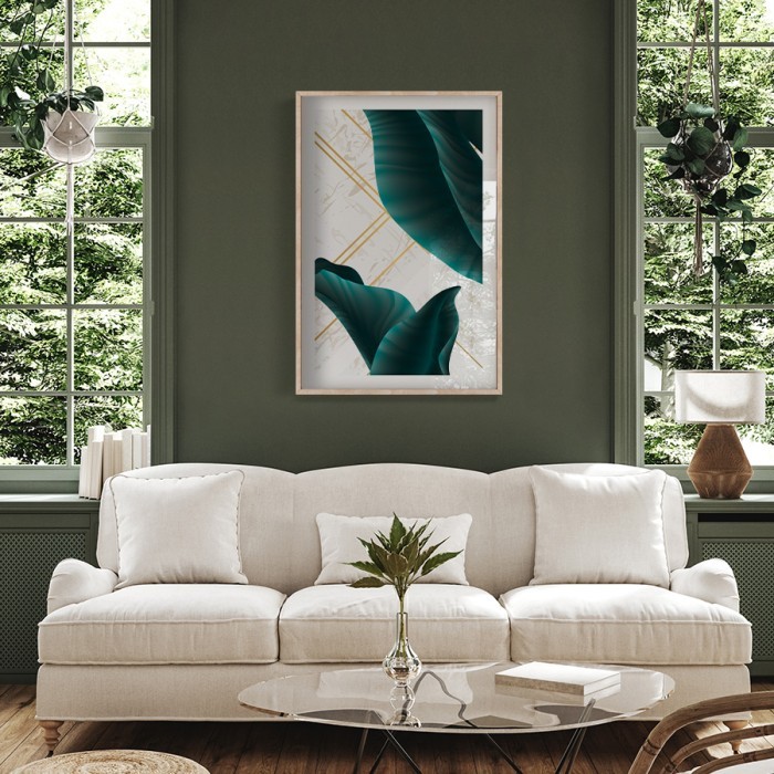 Αφίσα Poster Πράσινα κυματιστά φύλλα για σαλόνι