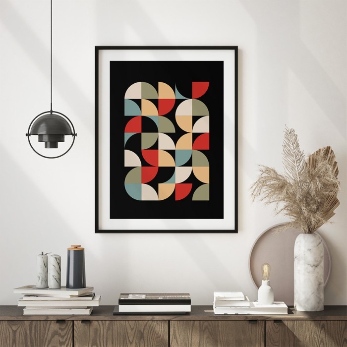 Αφίσα Poster Πολύχρωμα κυκλικά σχήματα με κορνίζα