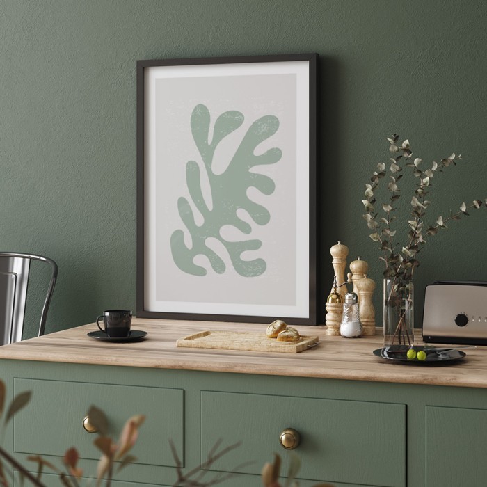 Αφίσα Poster Grey abstract plant με κορνίζα