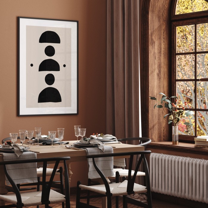 Αφίσα Poster Black circle shapes για σαλόνι