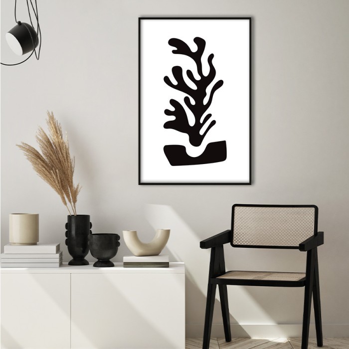 Αφίσα Poster Black abstract plant με κορνίζα