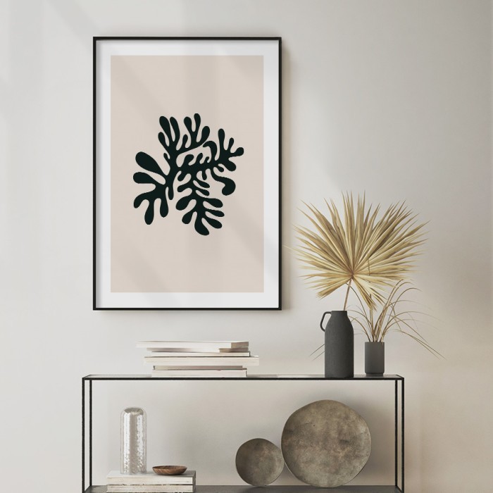 Αφίσα Poster Abstract black plant 3 με κορνίζα