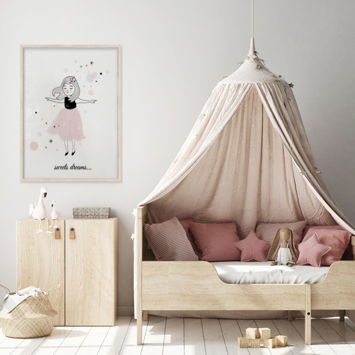 Αφίσα Poster Κοριτσάκι με ροζ φούστα για παιδικό δωμάτιο 