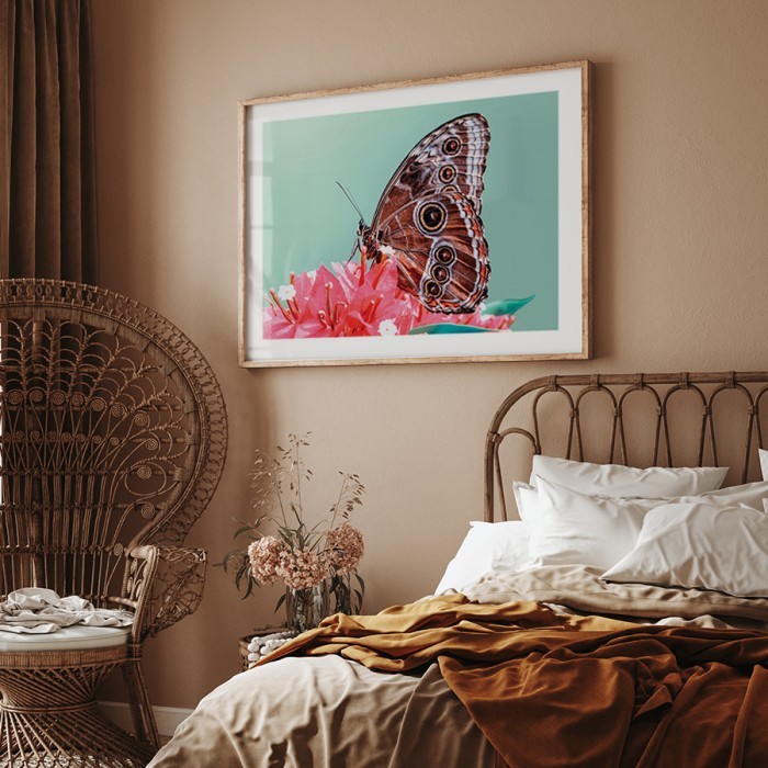 Αφίσα Poster Καφέ πεταλούδα για κρεβατοκάμαρα