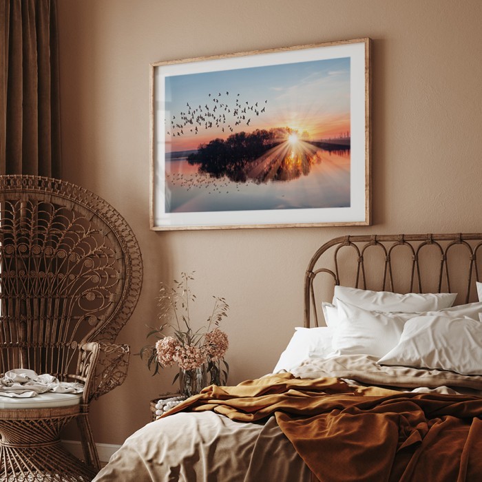 Αφίσα Poster Πουλιά πάνω από τη λίμνη για κρεβατοκάμαρα 