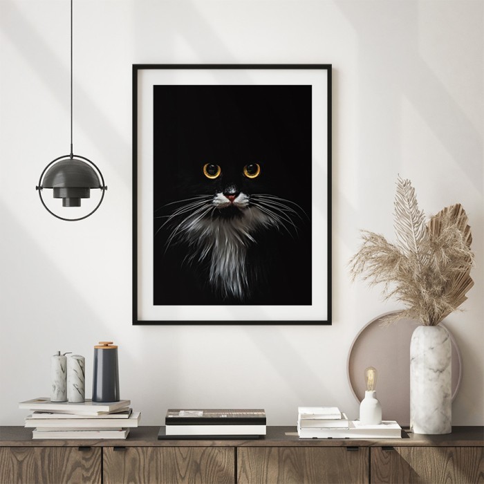 Αφίσα Poster Μαύρη γάτα για σαλόνι