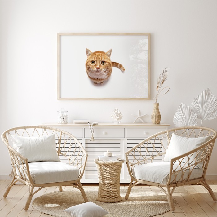 Αφίσα Poster Καφέ γατούλα για σαλόνι