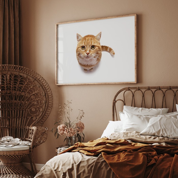 Αφίσα Poster Καφέ γατούλα με κορνίζα