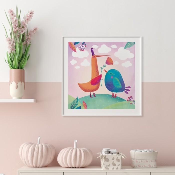 Αφίσα Poster Πολύχρωμα πουλάκια για παιδικό δωμάτιο