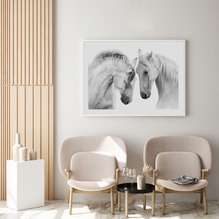 Αφίσα Poster Λευκά άλογα  για σαλόνι