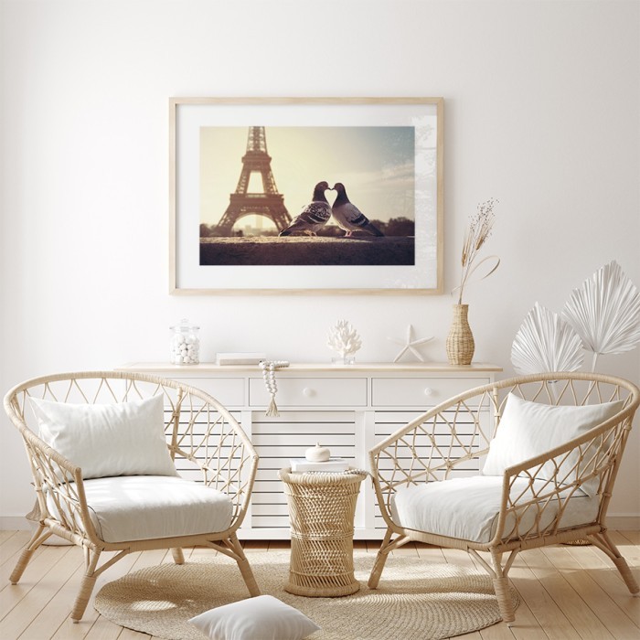 Αφίσα Poster Ερωτευμένα περιστέρια στο Παρίσι για σαλόνι