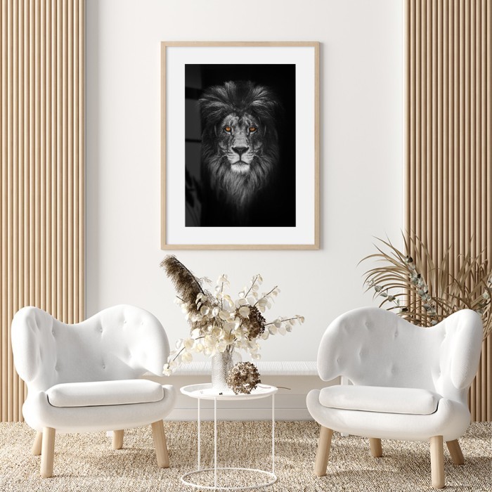 Αφίσα Poster Λιοντάρι με καφέ μάτια για σαλόνι 