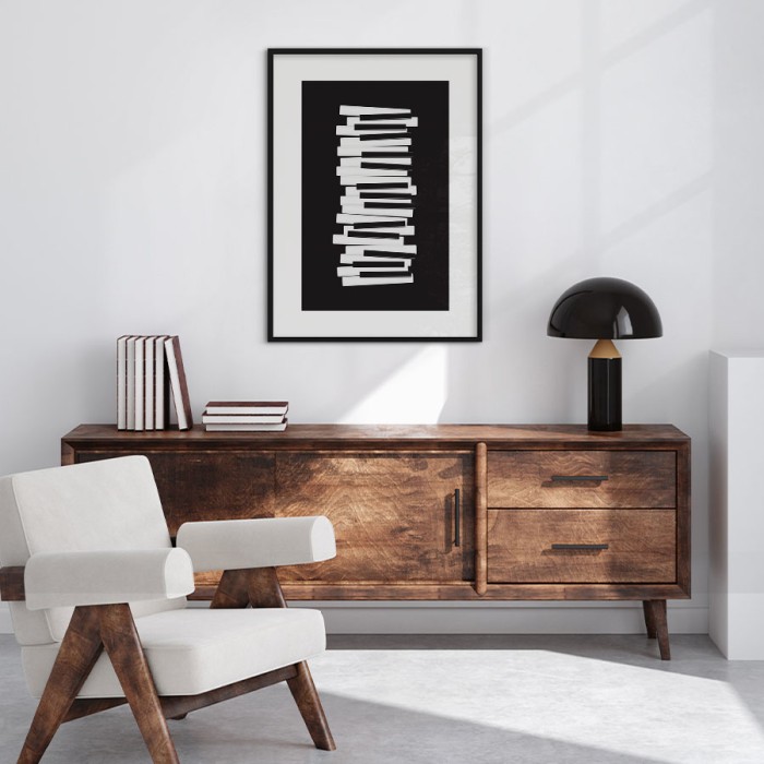 Αφίσα Poster Black & White Piano Keys για σαλόνι Αφίσα Poster Black & White Piano Keys για σαλόνι