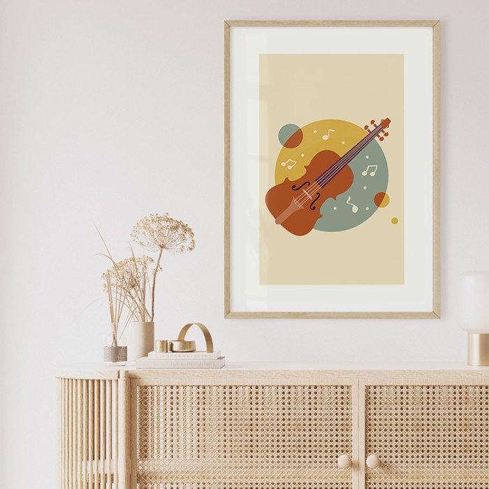 Αφίσα Poster Vintage Violin σε λευκό φόντο