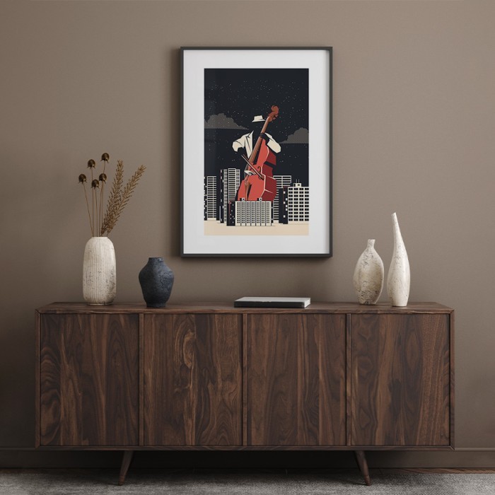 Αφίσα Poster Night Cello Player για σαλόνι