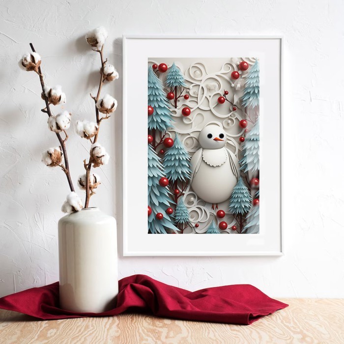 Αφίσα Poster Christmas Snowbird με κορνίζα