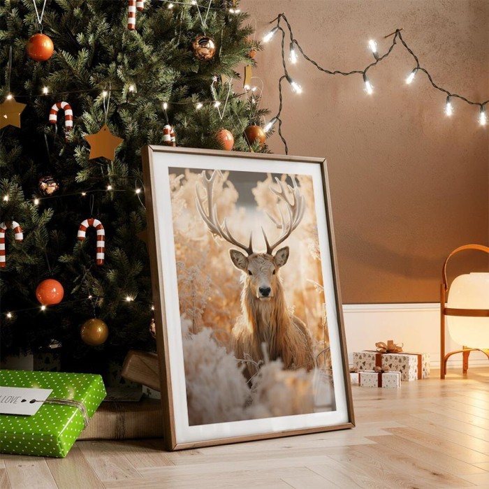 Αφίσα Poster Deer in a Sunny Landscape με κορνίζα