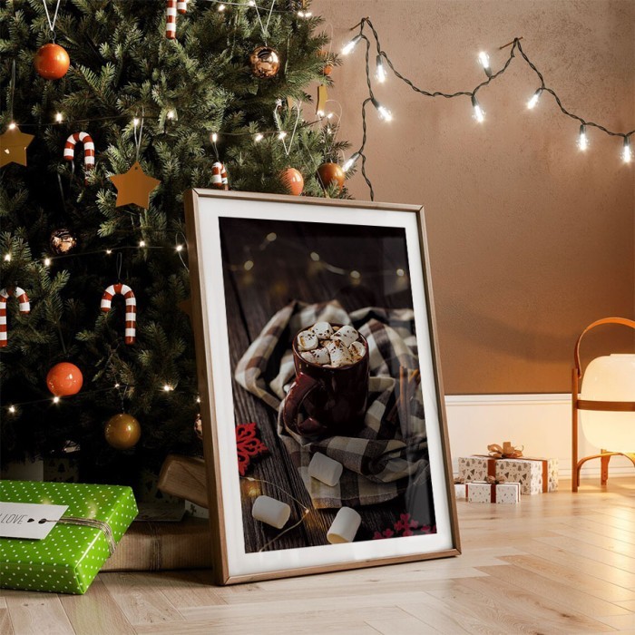 Αφίσα Poster Christmas Marshmallow Mug με κορνίζα