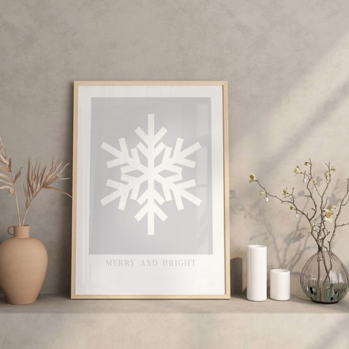 Αφίσα Poster White Snowflake με κορνίζα