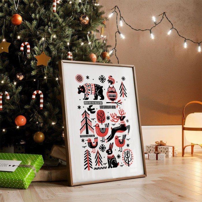 Αφίσα Poster Scandi Christmas με κορνίζα