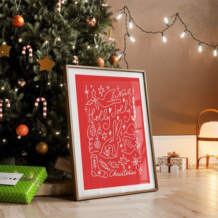 Αφίσα Poster Line Christmas με κορνίζα