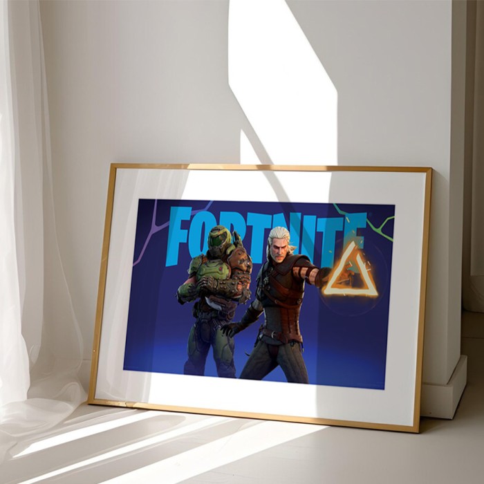 Αφίσα Poster Doom Slayer & Geralt of Rivia με κορνίζα