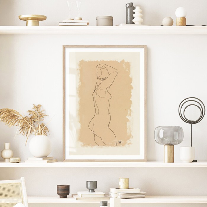 Αφίσα Poster Όρθια Γυμνή Γυναίκα από δεξιά με κορνίζα