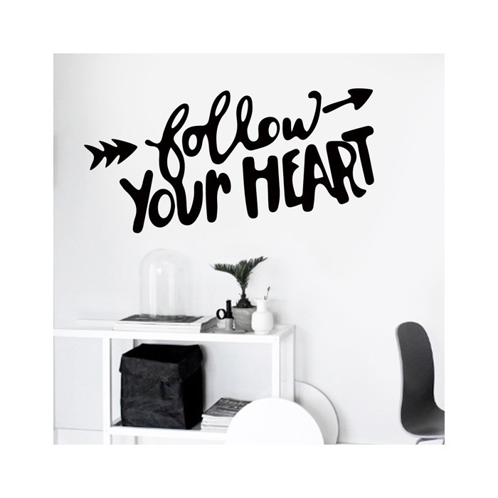 Αυτοκόλλητο γράμματα τοίχου Minimal Ακολούθησε τη καρδιά σου