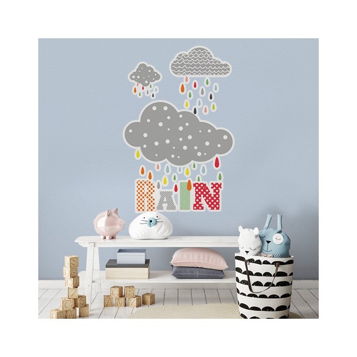 Αυτοκόλλητα τοίχου για παιδικό δωμάτιο  Πολύχρωμη βροχή