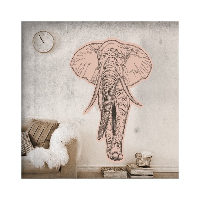 Vintage αυτοκόλλητο για σαλόνι Ελέφαντας σε σχέδιο στο χέρι