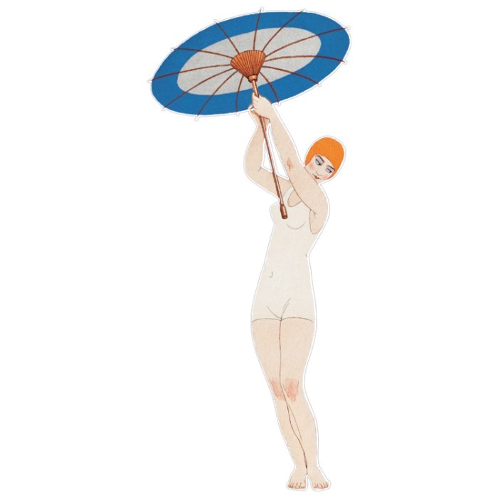 Vintage αυτοκόλλητο Γυναίκα με ομπρέλα