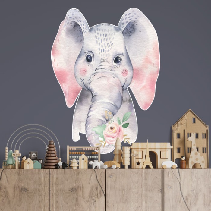 Αυτοκόλλητα τοίχου για παιδικό δωμάτιο  Γλυκιά ελεφαντίνα