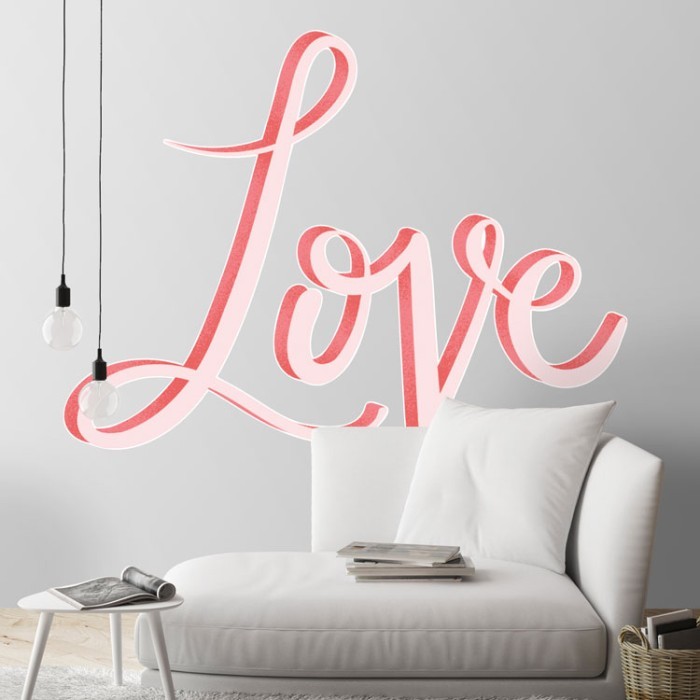 Αυτοκόλλητο γράμματα τοίχου Αγάπη σε ροζ