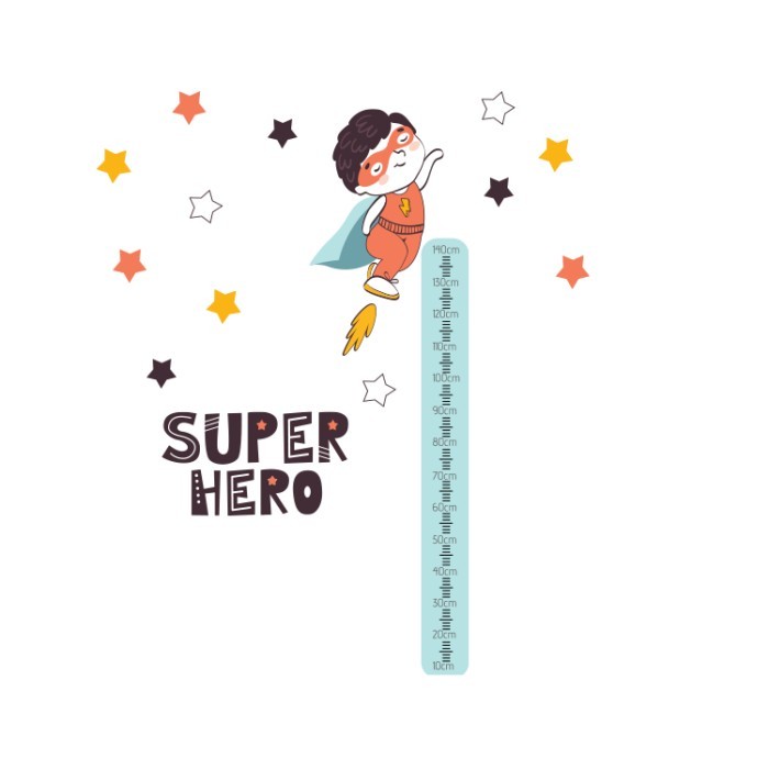 Αυτοκόλλητo τοίχου παιδικό Super Hero                            