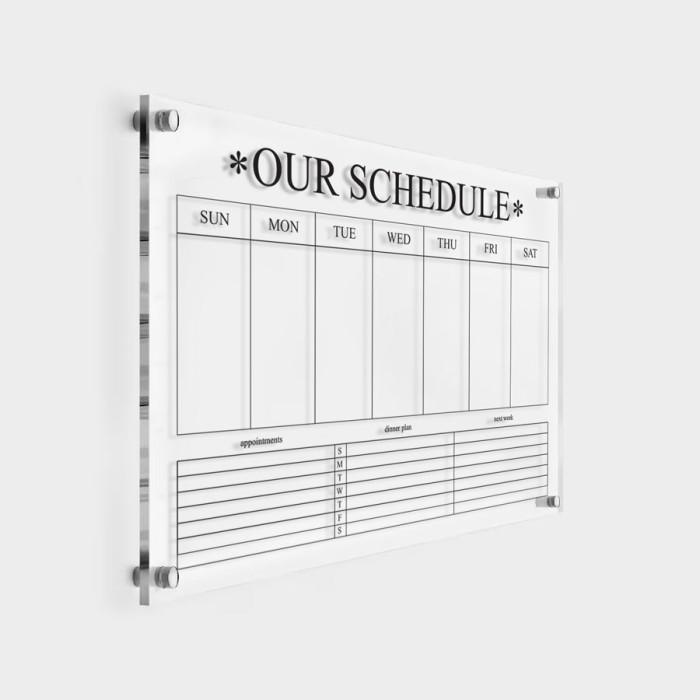 Ακρυλικό Calendar -Our Schedule