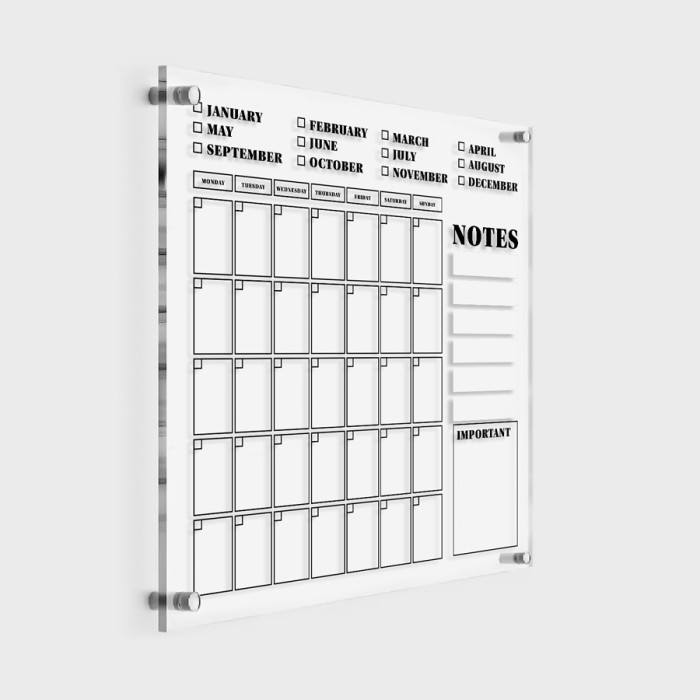 Ακρυλικό Calendar - Monthly Notes