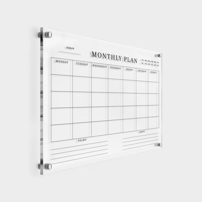 Ακρυλικό Calendar -Monthly Plan With Notes