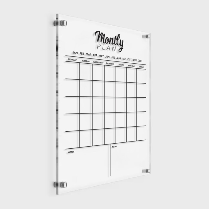 Ακρυλικό Calendar -Monthly Plan