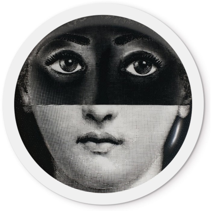 Στρογγυλή Κορνίζα Τοίχου Άσπρη Face with Black mask