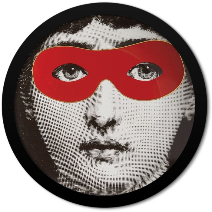 Στρογγυλή Κορνίζα Τοίχου Μαύρη Girl with red mask